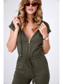 Women\'s khaki hooded jumpsuit FK622 - Online store - Boutique